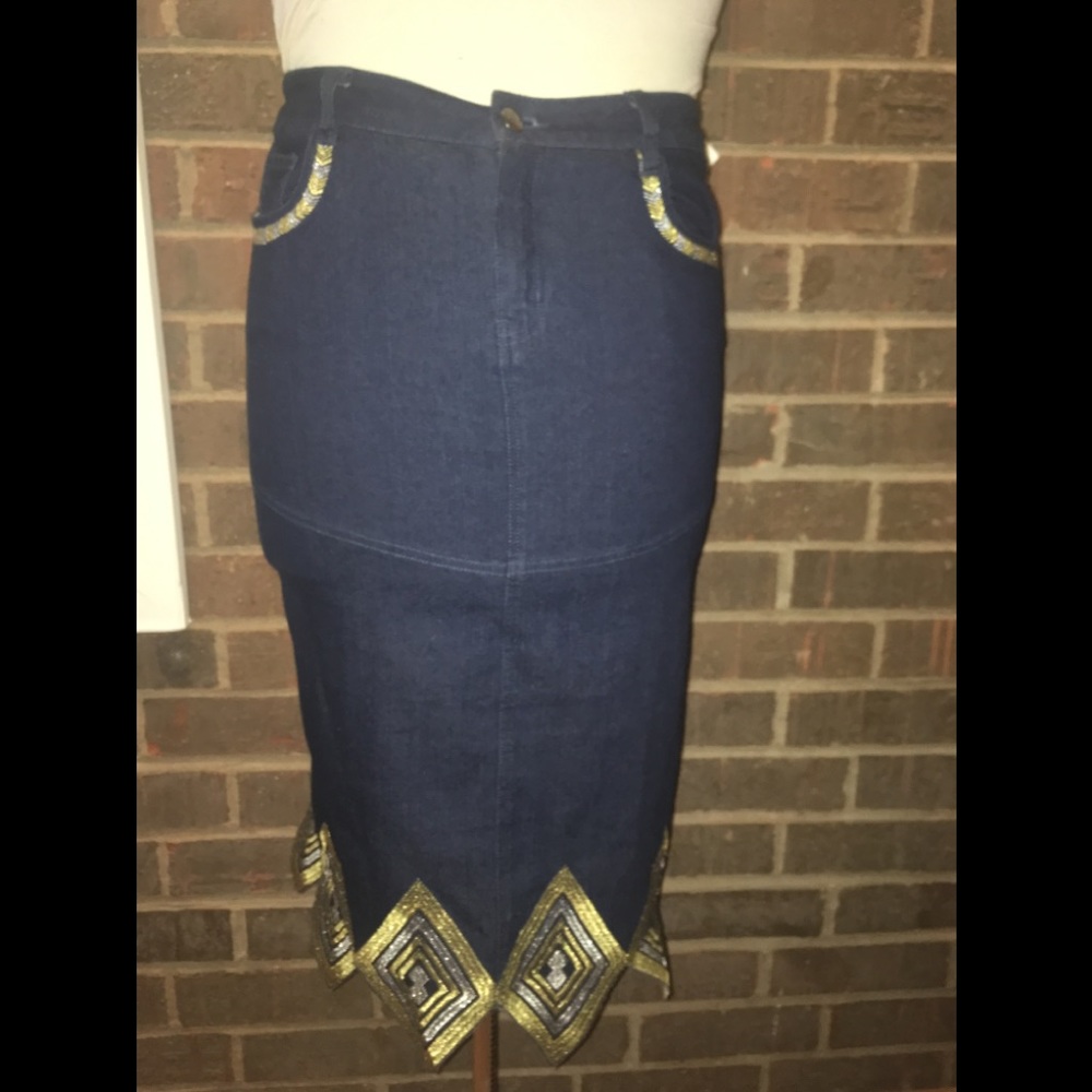 Blue jean embroidered Skirt